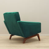 Fauteuil vert, design danois, années 1970, fabriqué au Danemark