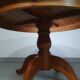 70s pine wood dining table / wood column leg table in 4-leg design with round top