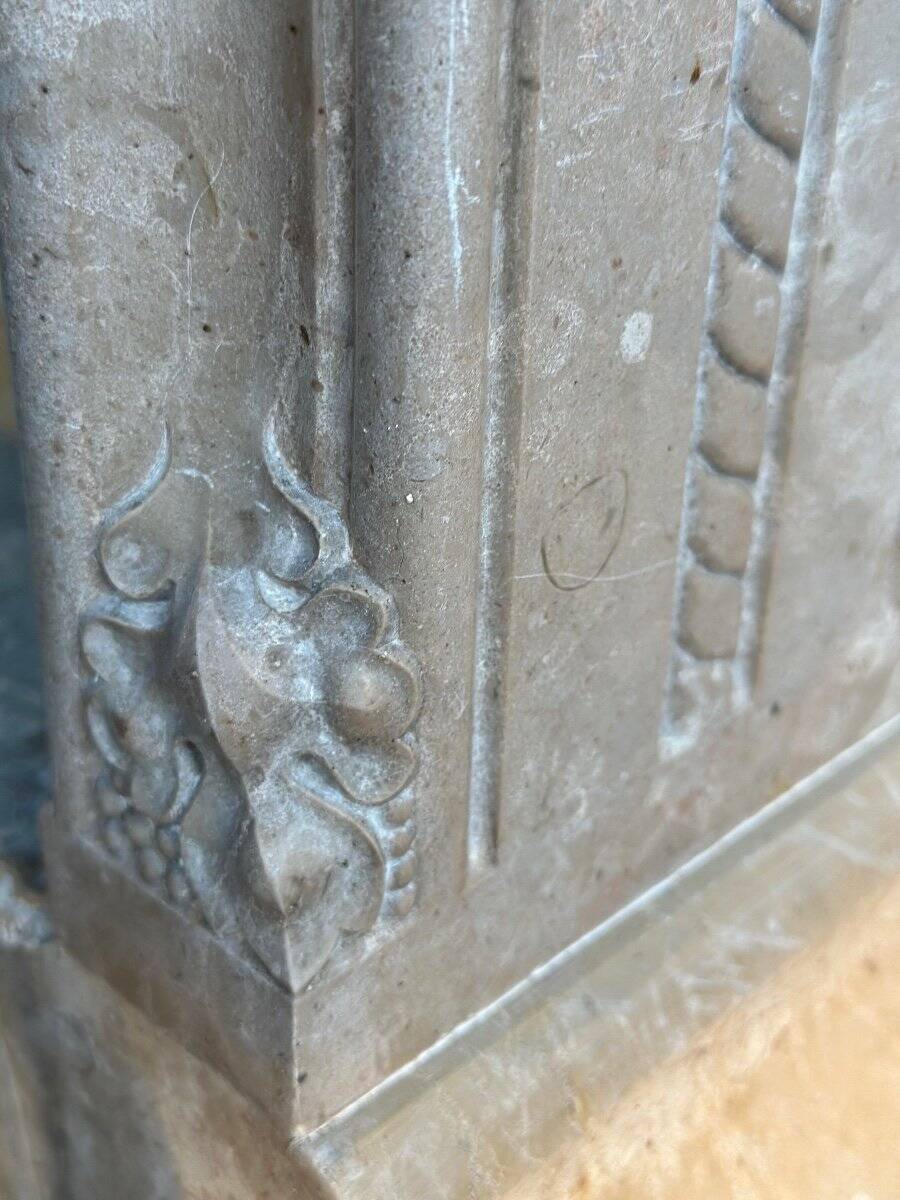 Neo-Gothic style Lumel beige marble fireplace circa 1880