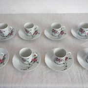 8 tasses à café modèle églantine, Haviland Limoges vintage