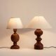 2 turned wooden lamp bases, 1940s-1960s