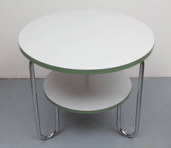 Table à boucles des années 1930 en chrome et formica