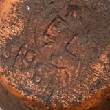 Earthenware bowl, glazed inside, raw outside, monogram EL