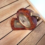 Alarm clock Bayard 1950 walnut and brass