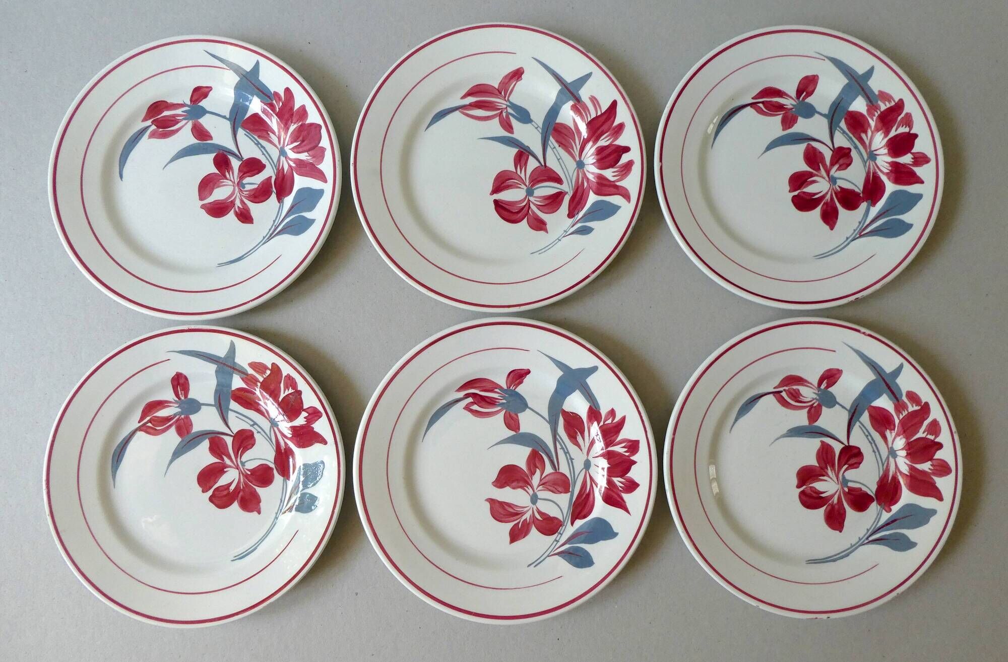 Set of 6 dessert plates, Saint Amand dahlia model, Spring stores