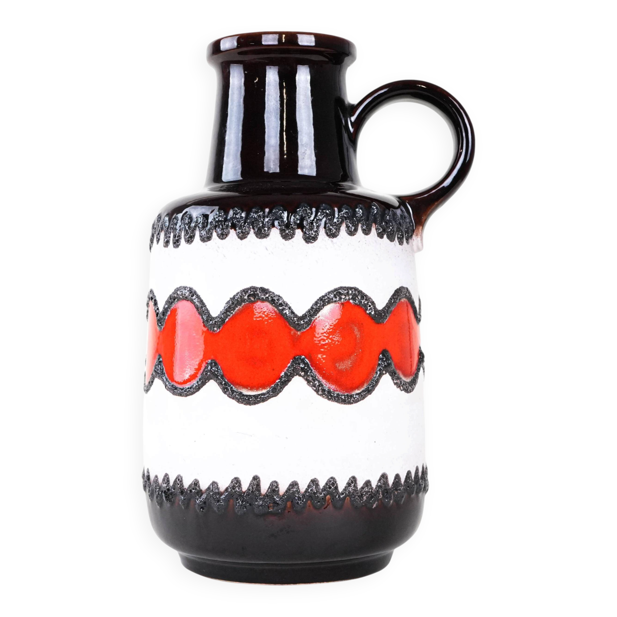 Ceramic vase with a handle, German design, 1960s, made in West Germany