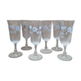 Six champagne flutes from Perrier-Jouët, in engraved crystal, twentieth century