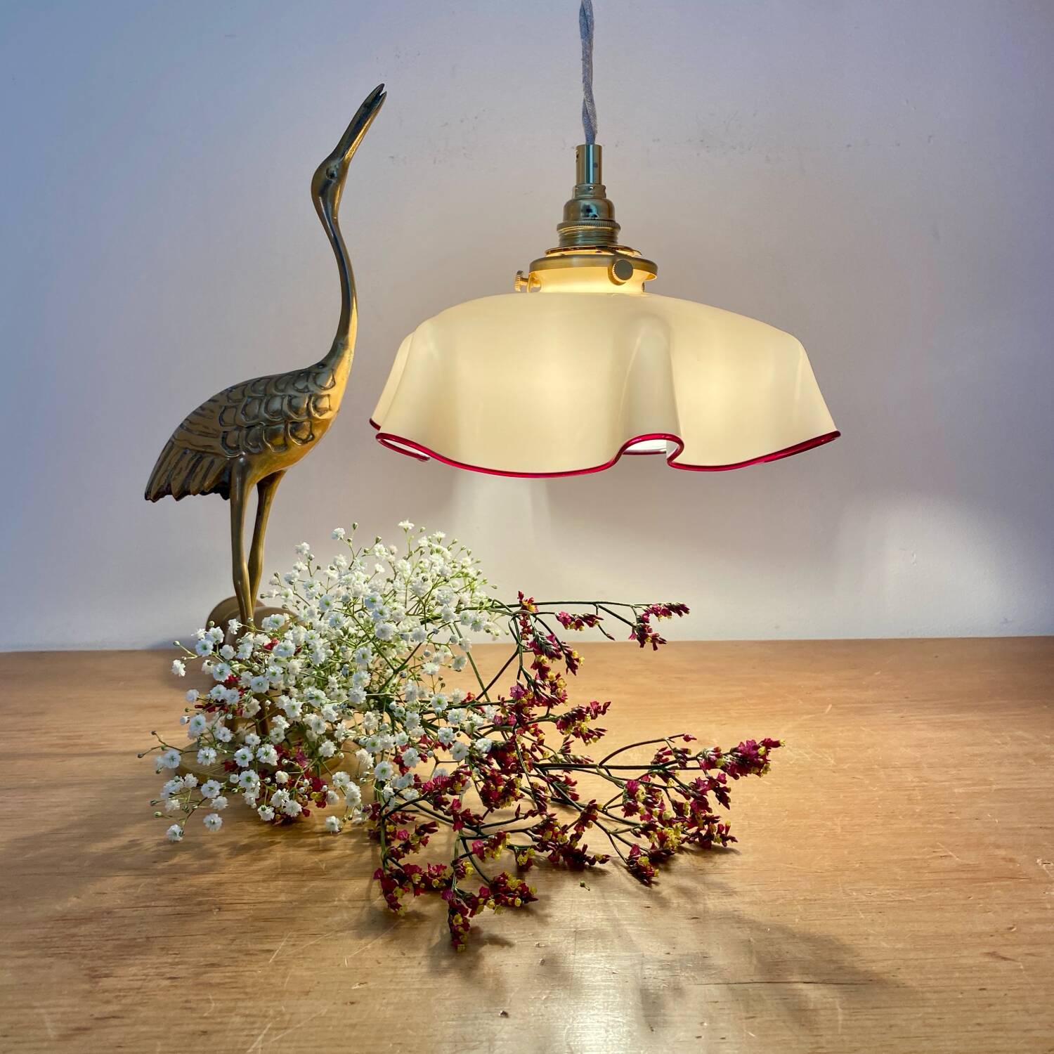 Vintage yellow opaline lampshade pendant light