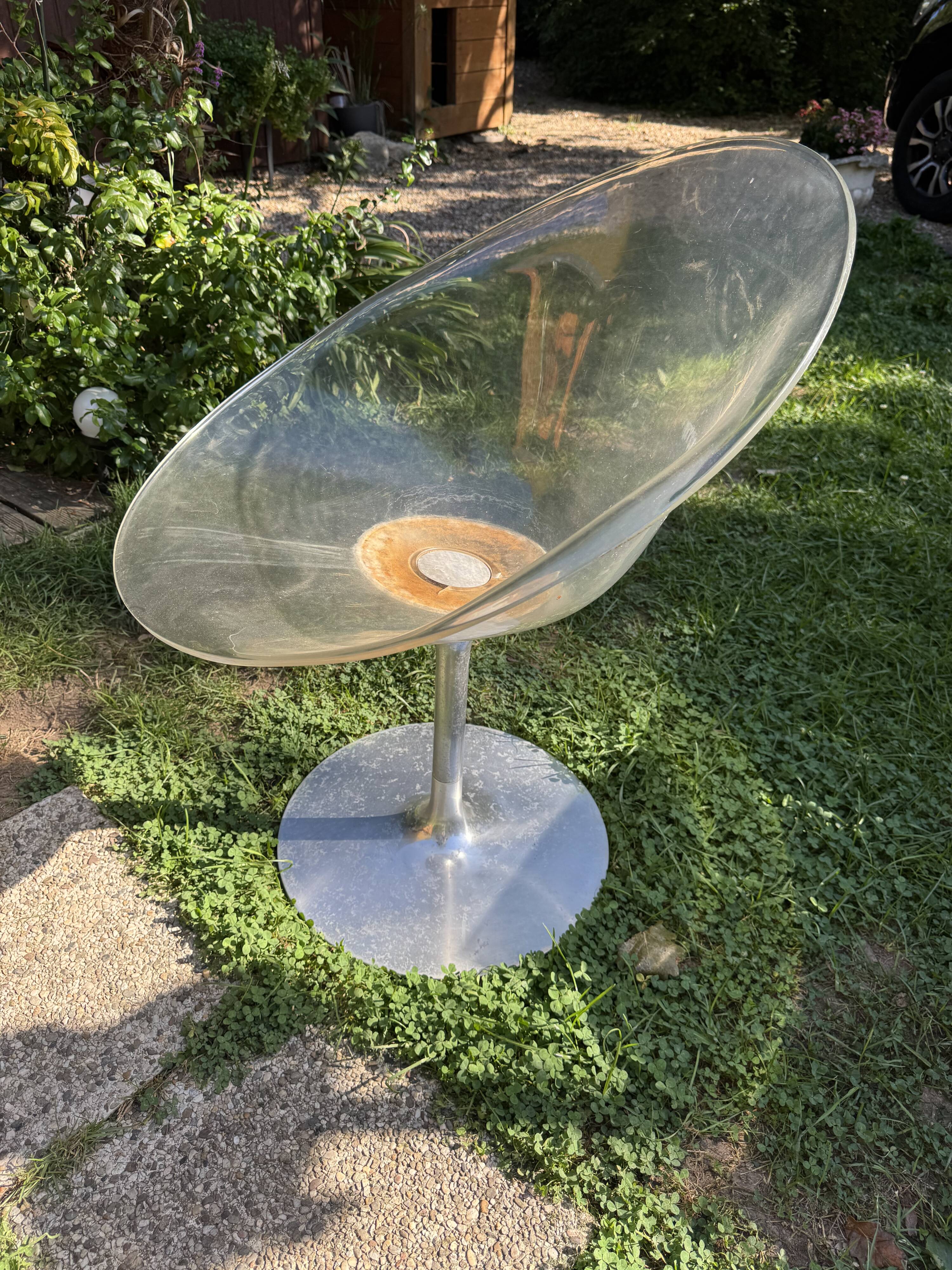 Transparent swivel armchair "Eros" by Philippe Starck for Kartell