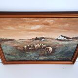 Oil painting on wood - A. Delahaye - Rural countryside scene - Hand signed and on the back - 1930