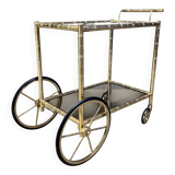 Chariot de bar en laiton imitation bambou, Orsenigo Italie, années 1970