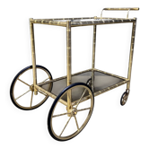 Chariot de bar en laiton imitation bambou, Orsenigo Italie, années 1970