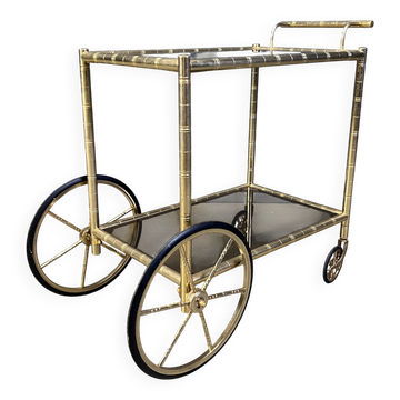 Brass faux bamboo bar cart, Orsenigo Italy, 1970s