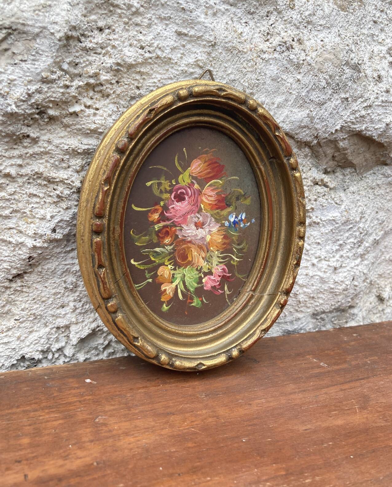 Small vintage flower painting