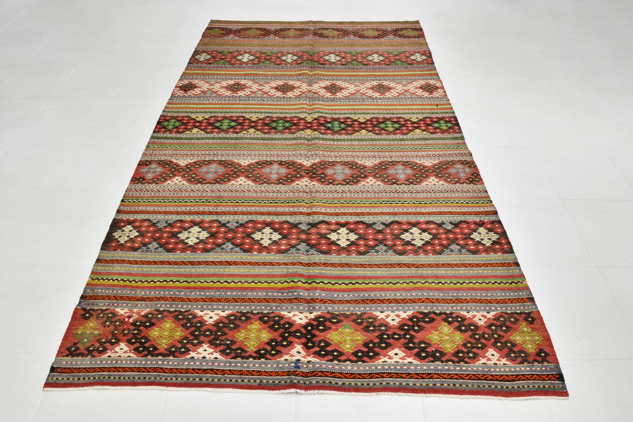 6x10 Striped Turkish Kilim Rug, 170x297Cm