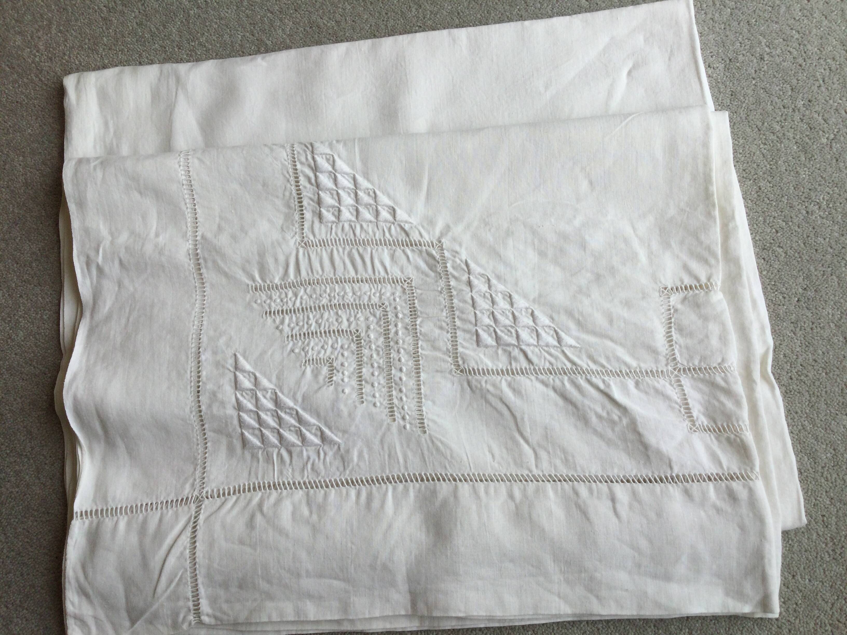 drap ancien en lin écru