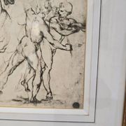 Framed drawing after an old master – Study of horses and male figures