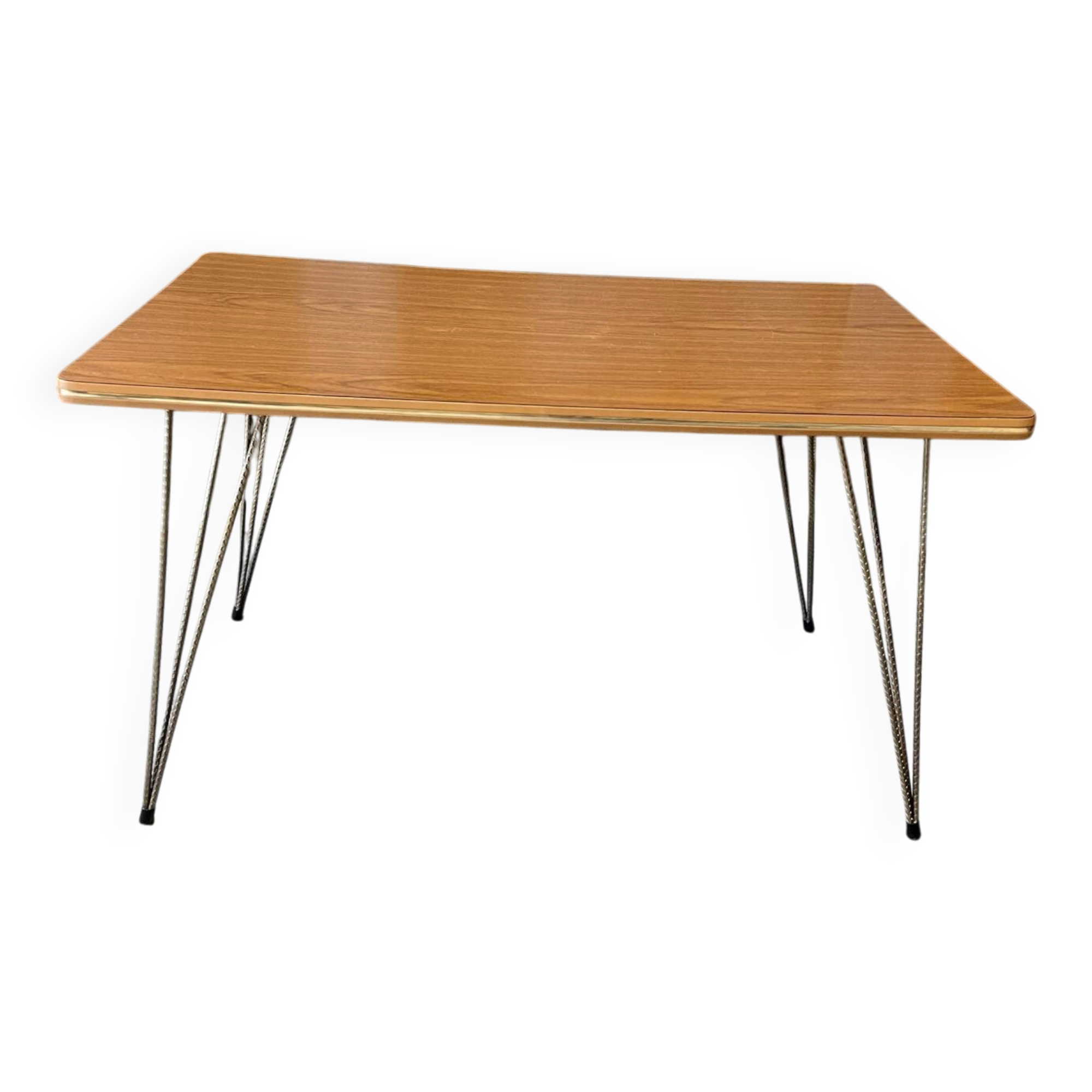 Petite table basse vintage en Formica - pieds Eiffel