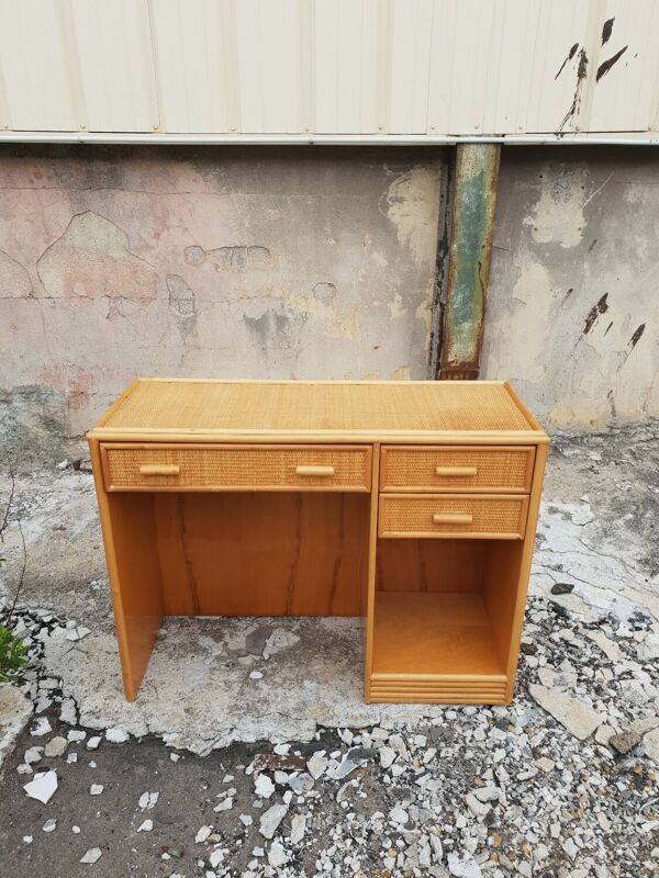 Bureau en rotin 1980