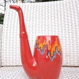 Italian Bertoncello ceramic vase, red ceramic vase