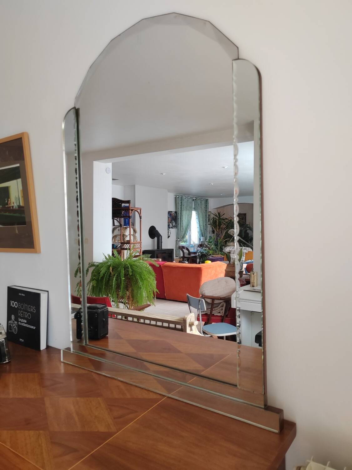 Antique beveled glass mirror