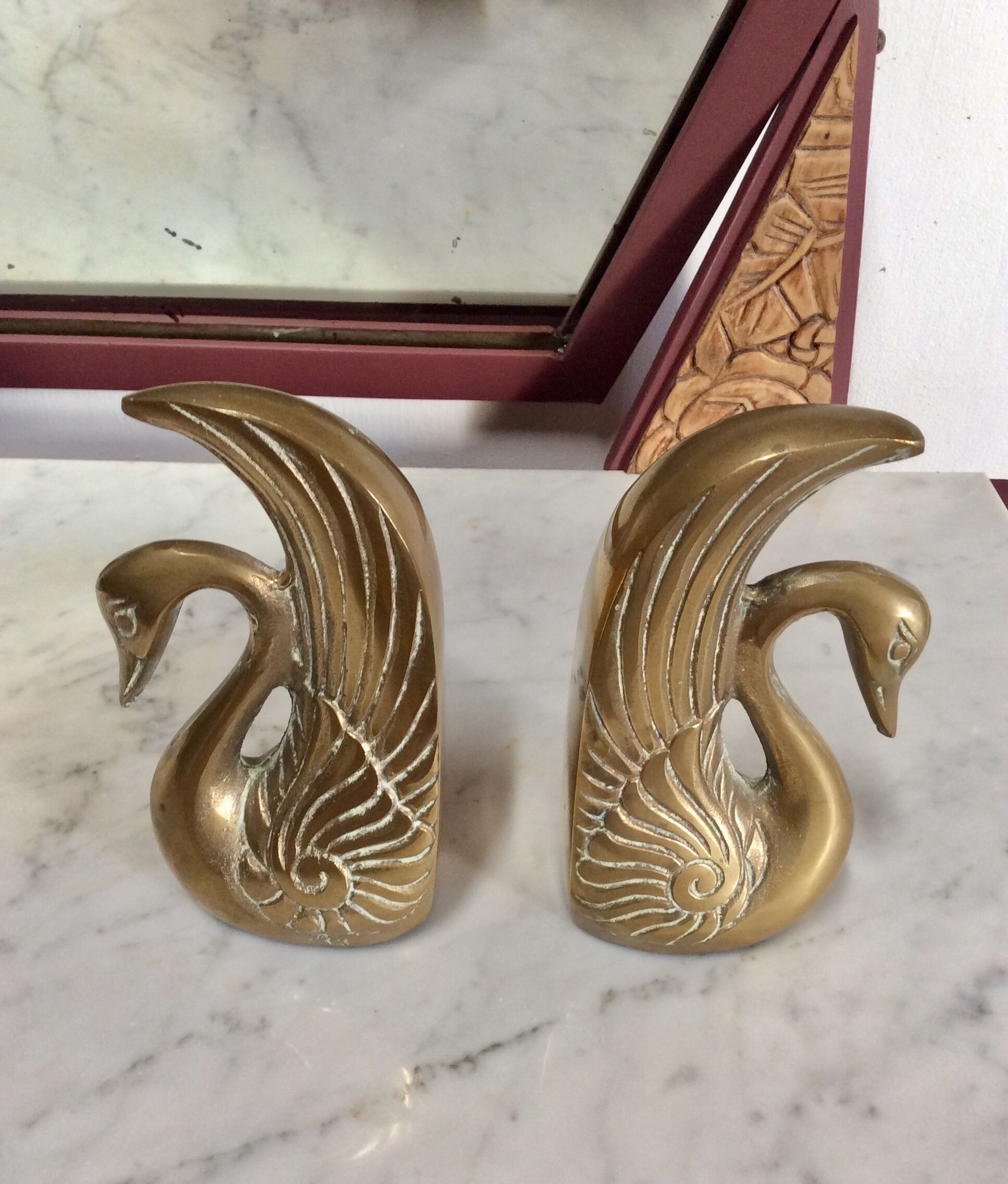 Pair of greenhouse books swans