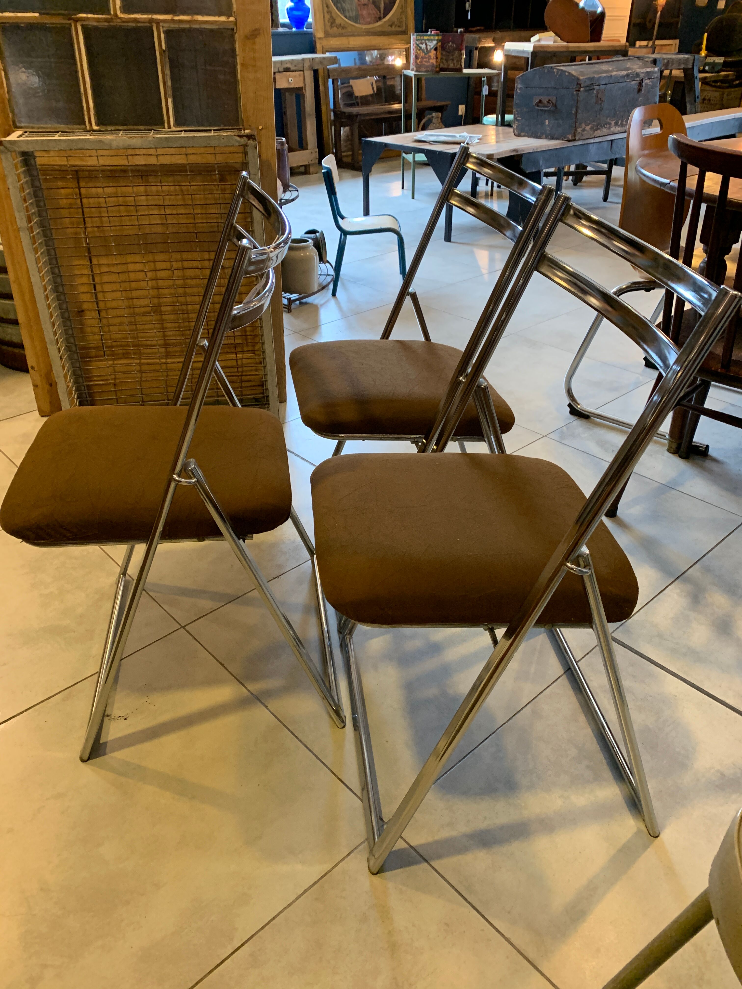 Series of vintage folding chairs