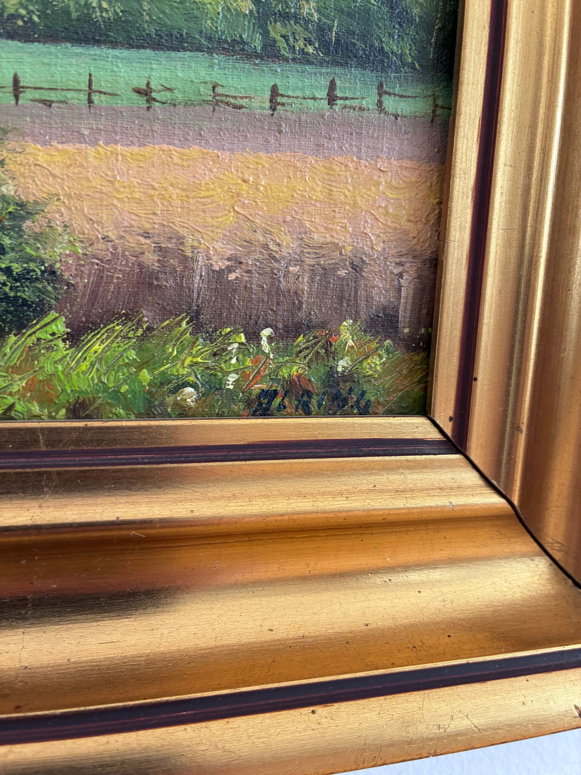 Vintage original cottage landscape oil painting