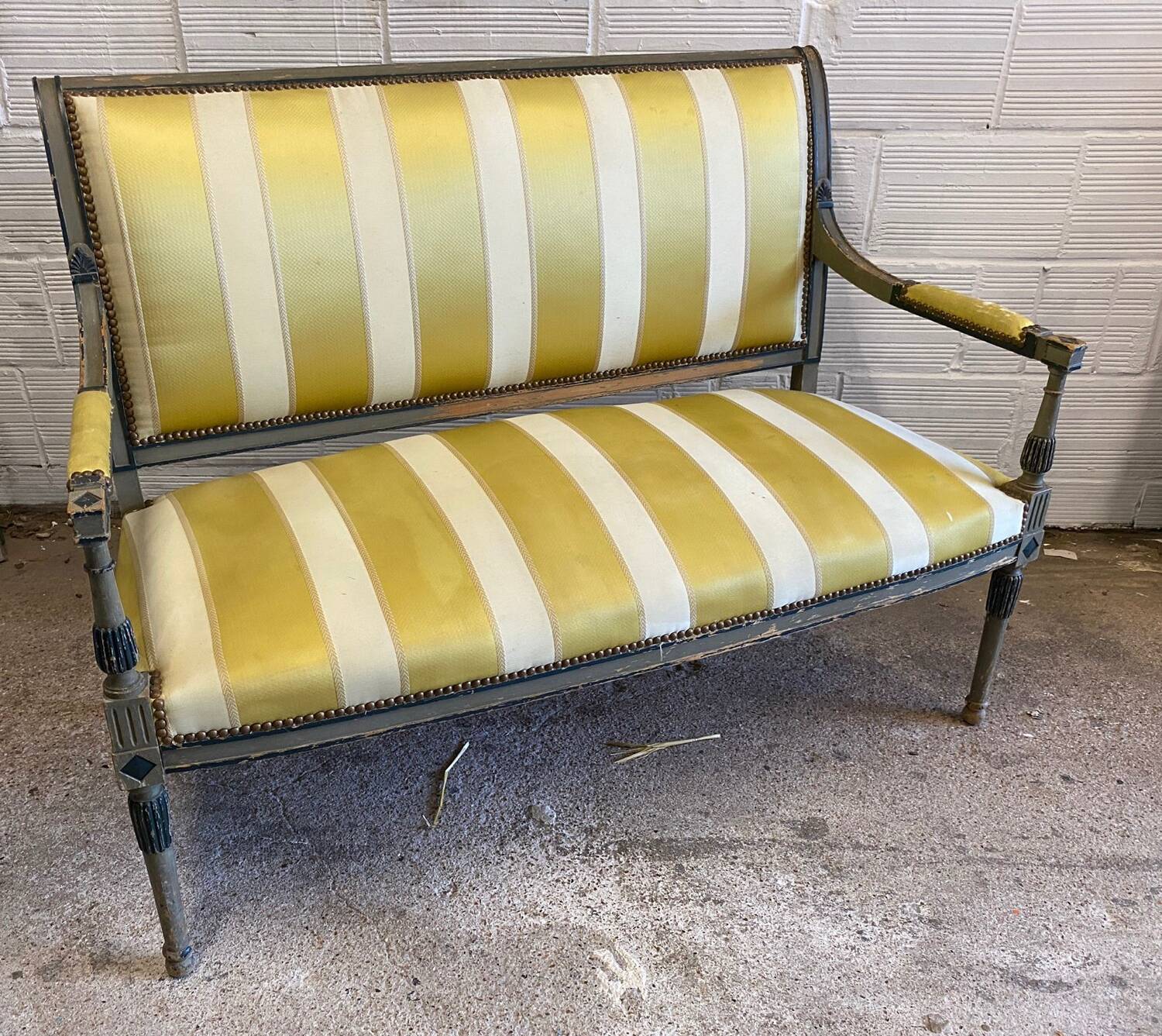 Louis XVI style yellow sofa