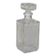 Vintage Pressed Glass Whiskey Decanter - Flower Engraved Stopper