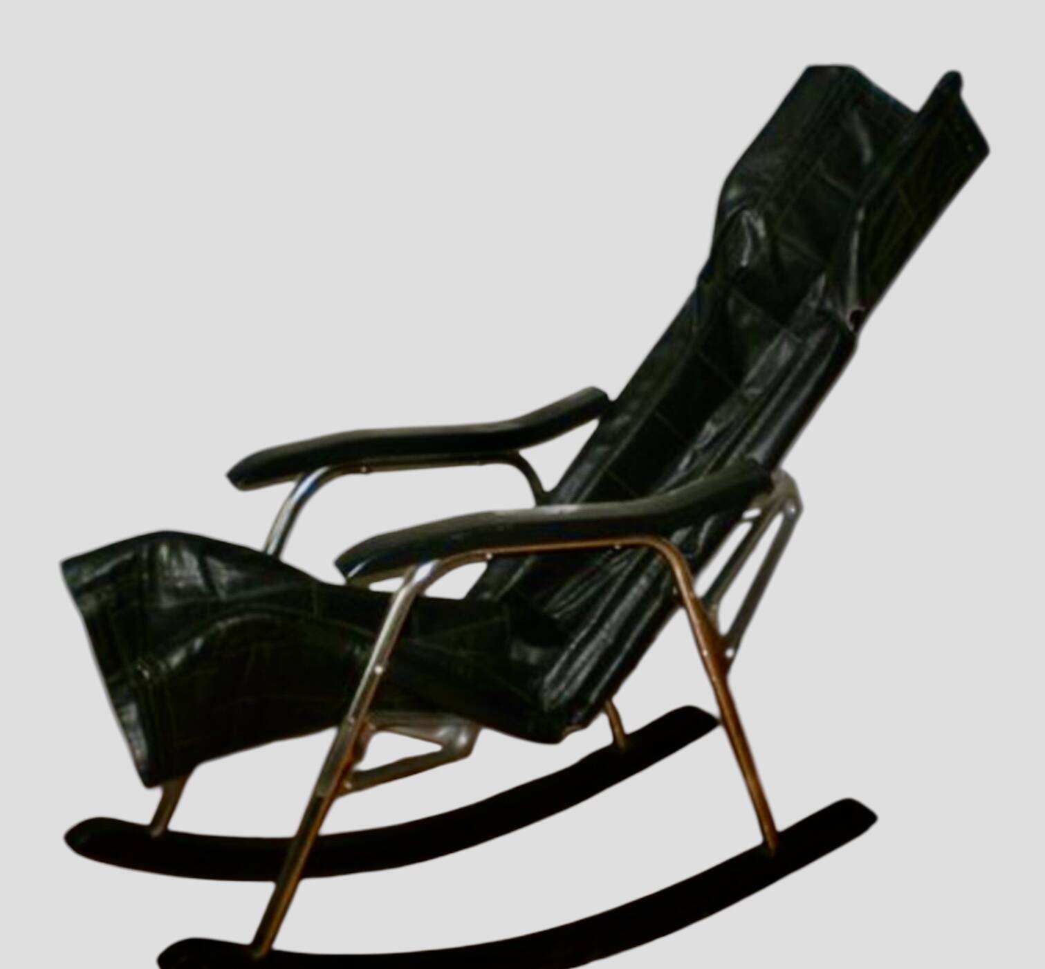 Rocking chair by Takeshi Nii - Leather and wood - 60s