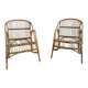Rare pair of vintage rattan and wicker armchairs from the 1950s