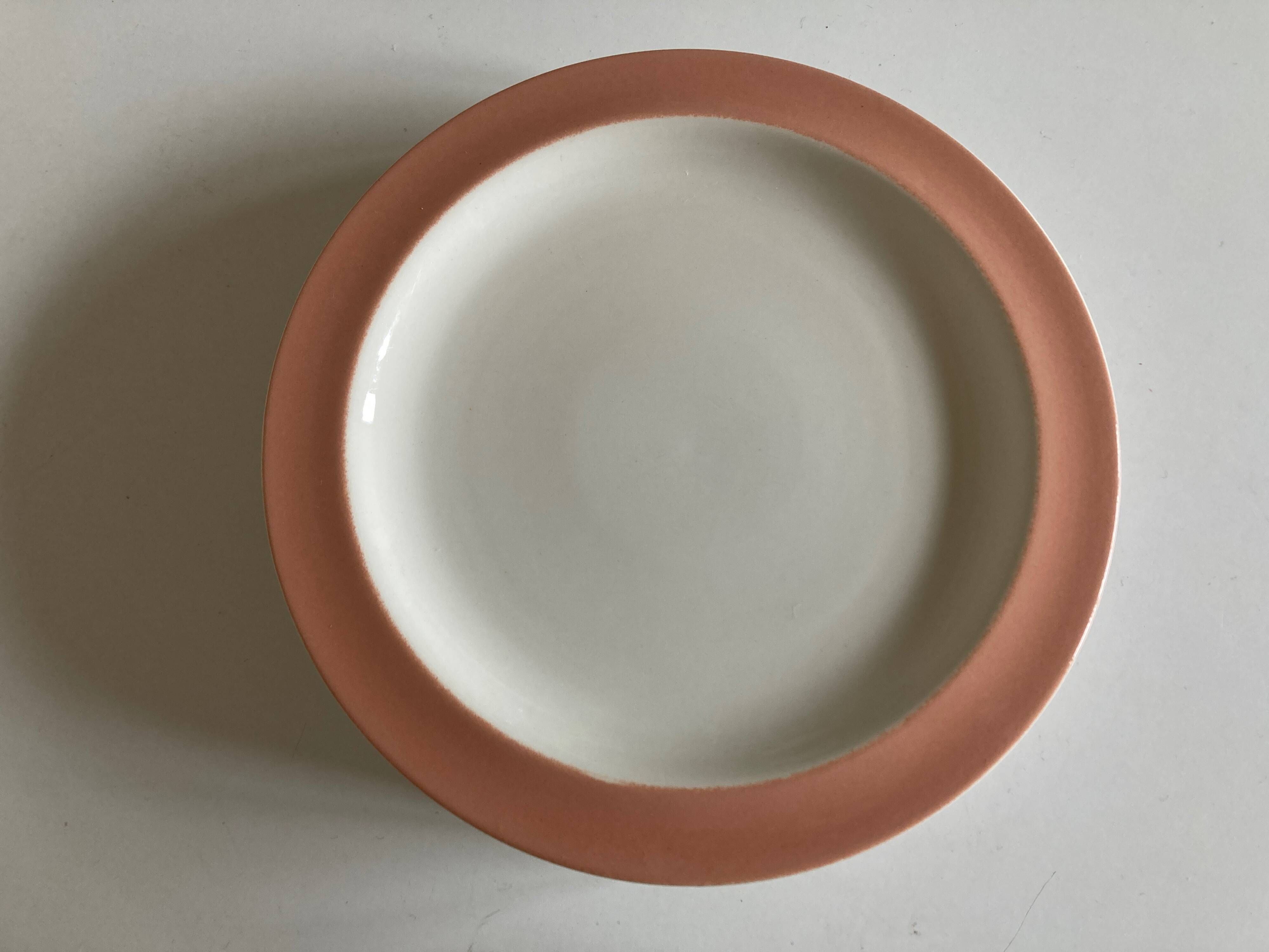 Set of 6 flat plates 1958 mid century Boch Frères Keralux Belgium
