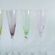 set of 5 colored glass champagne flutes Design 1970