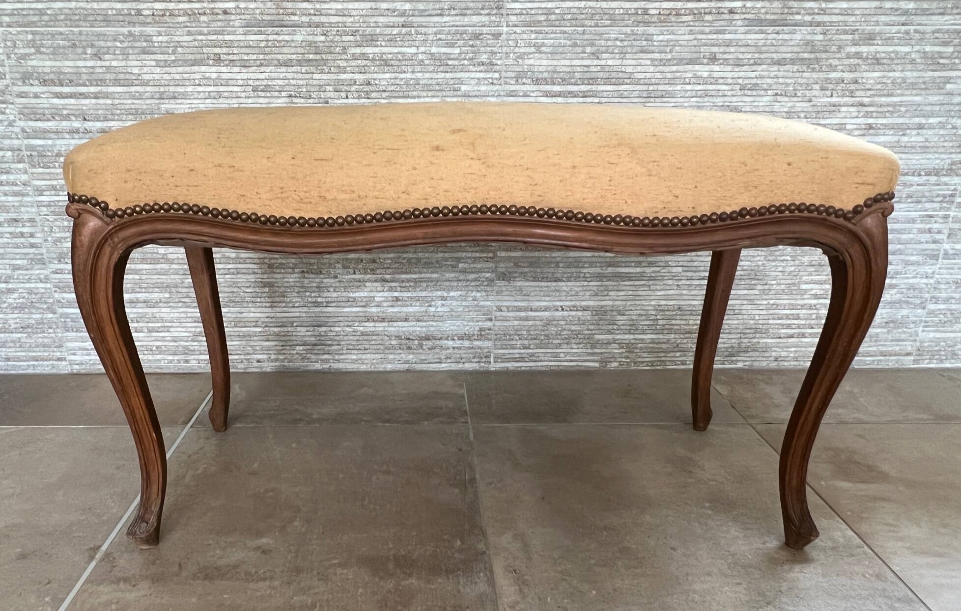 1900 Louis XV style bench in walnut, bench seat