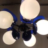 Plastic and glass ceiling lamp spain, 1970s