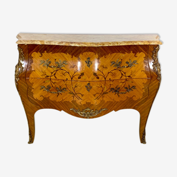 Curved chest of drawers Louis XV style in marquetry
