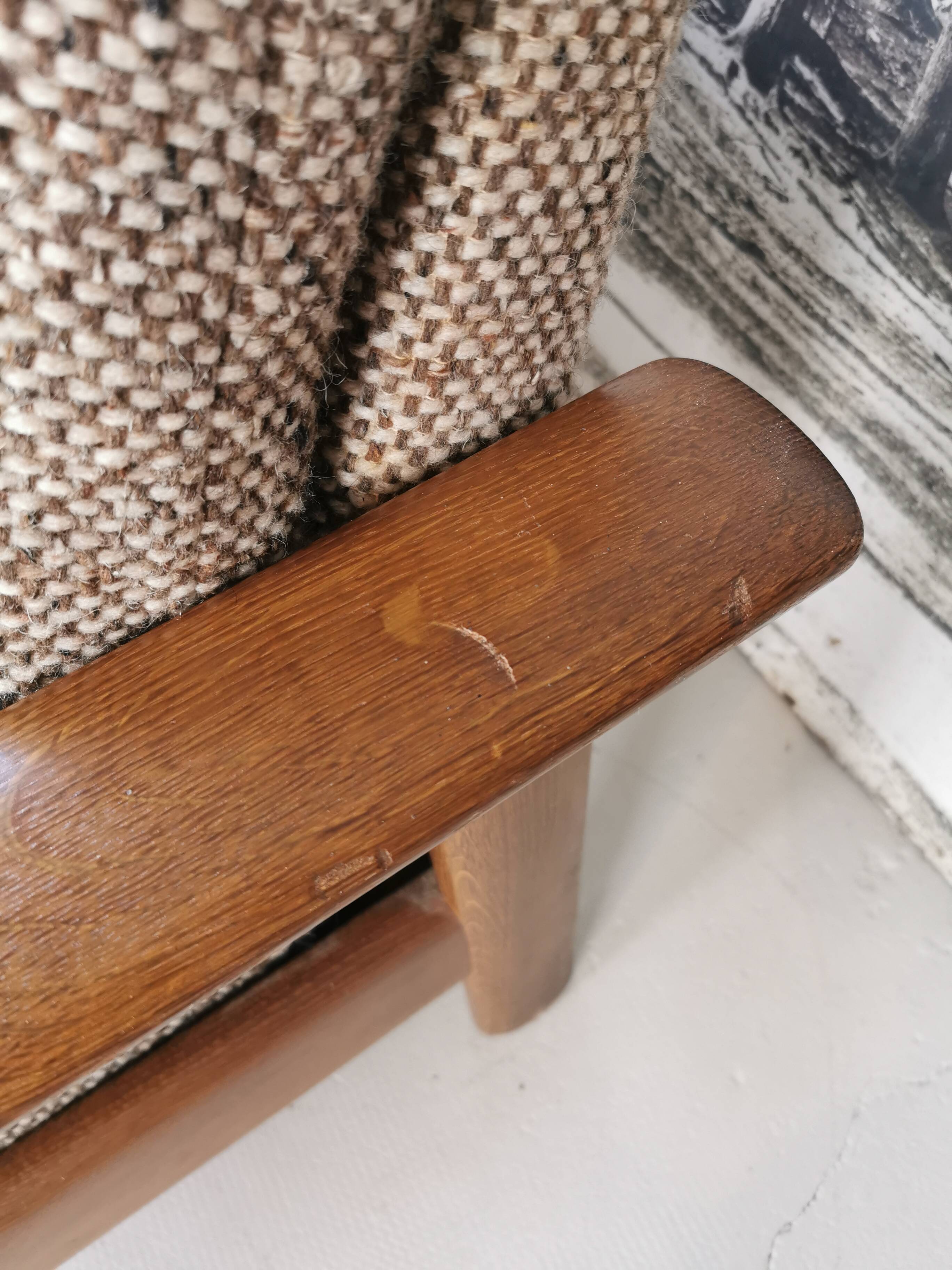 Banquette day bed en chêne design 1970