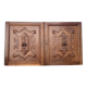 Pair of old carved wooden door panels Bas relief (oak)