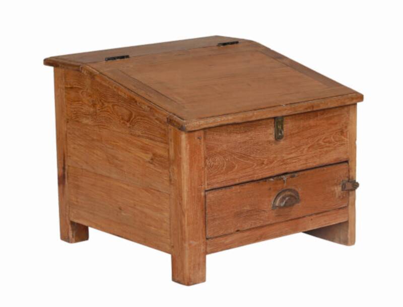 Brown desk table chest and drawer old teak original piece