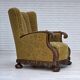 1960s, Danish highback armchair, furniture wool, solid oak wood.