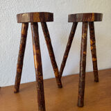Brutalist wooden stools from the 60s