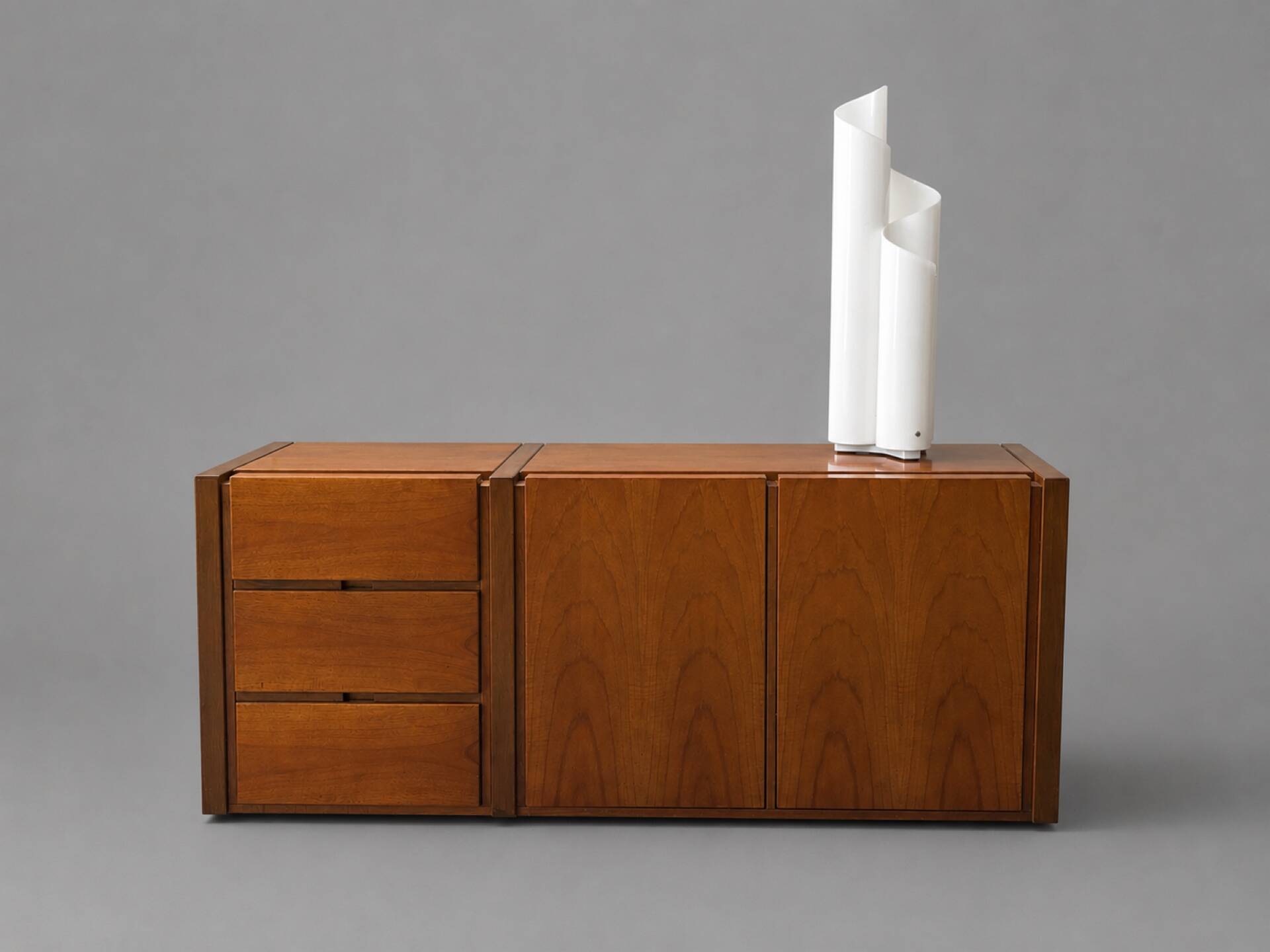 Low Scandinavian enfilade in walnut – Vintage design sideboard from the year