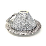 Grey speckled ceramic coffee cup