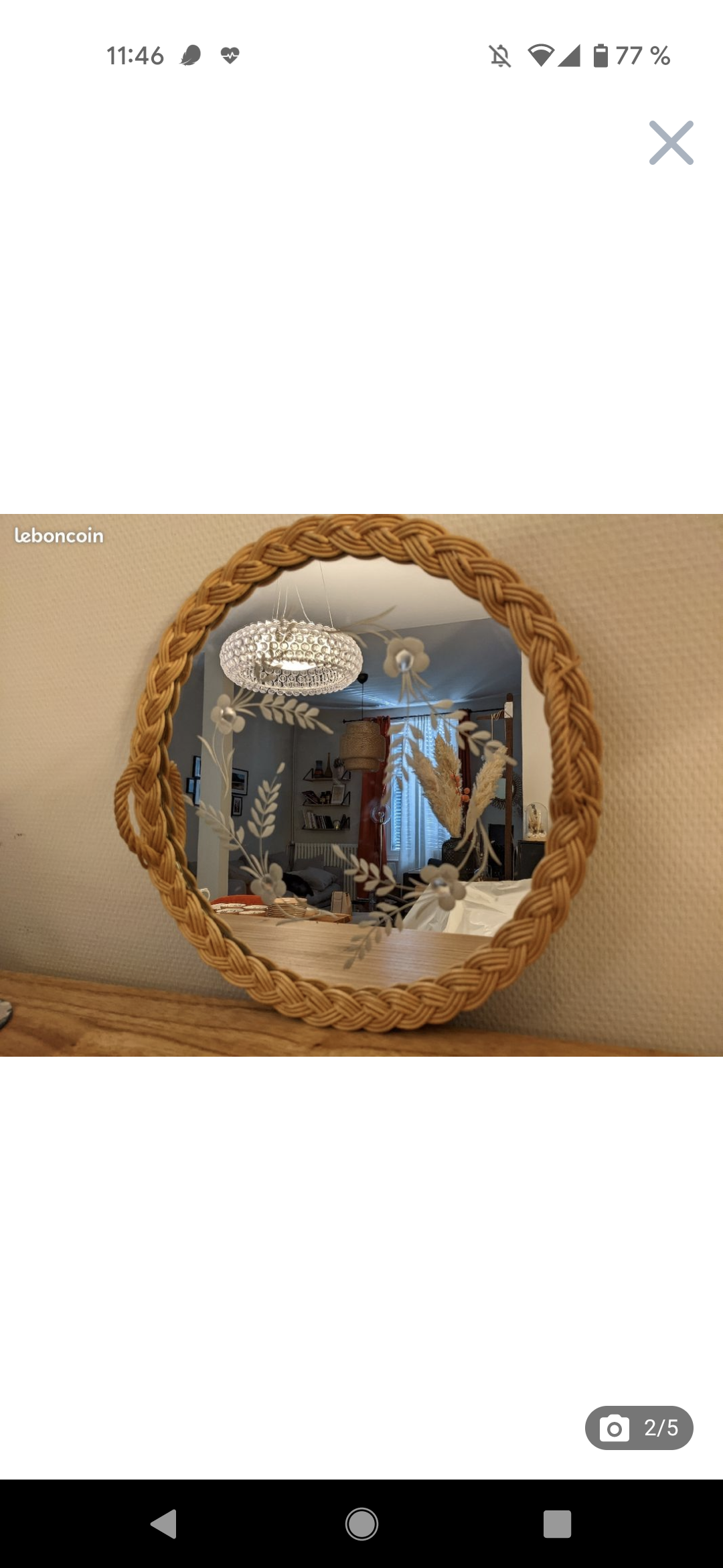 Rattan top and vintage chiseled mirror