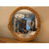 Rattan top and vintage chiseled mirror