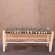 Green leather stool and bench