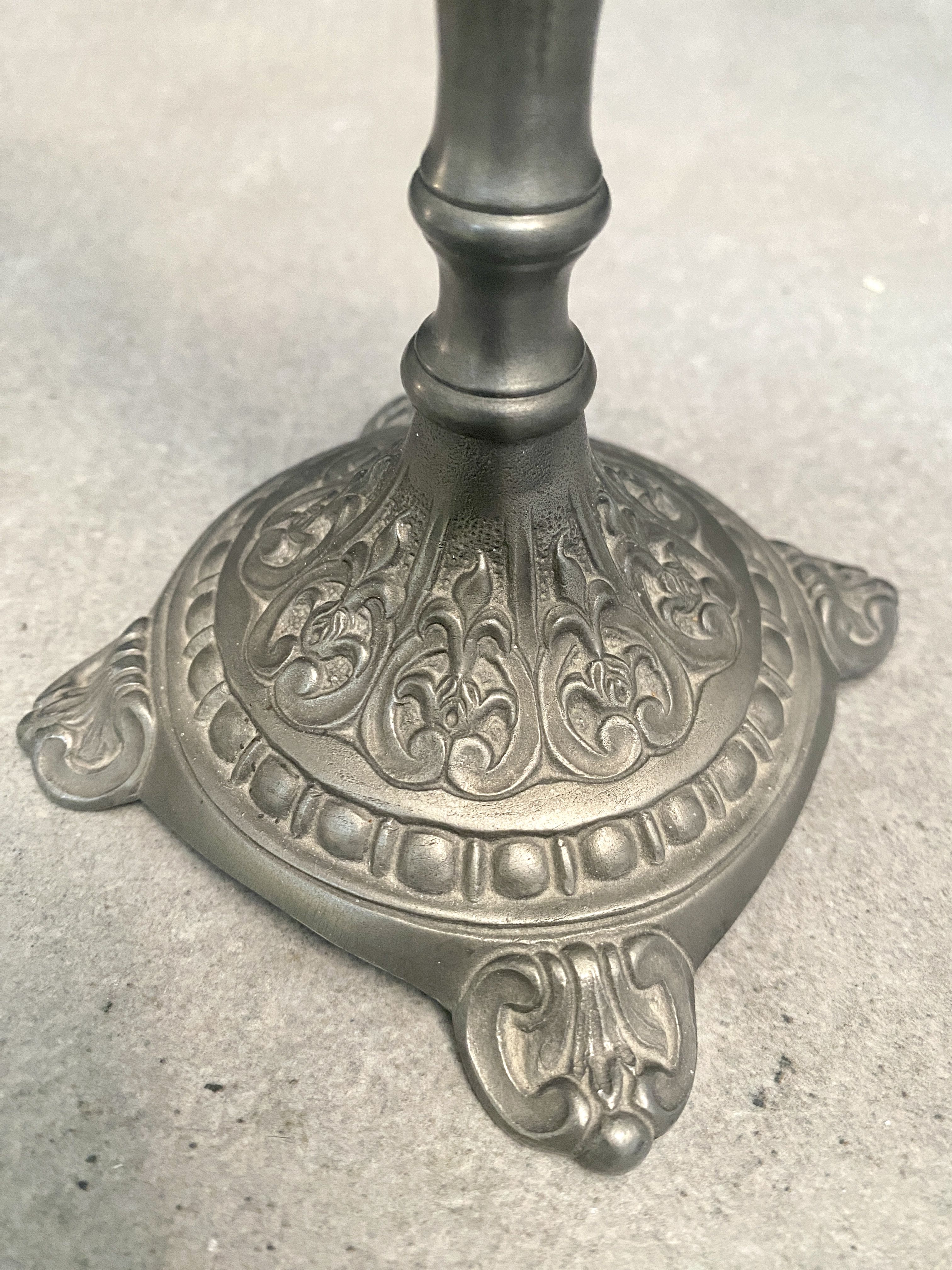 Pair of pewter candle holders - Made in Italy - 70s