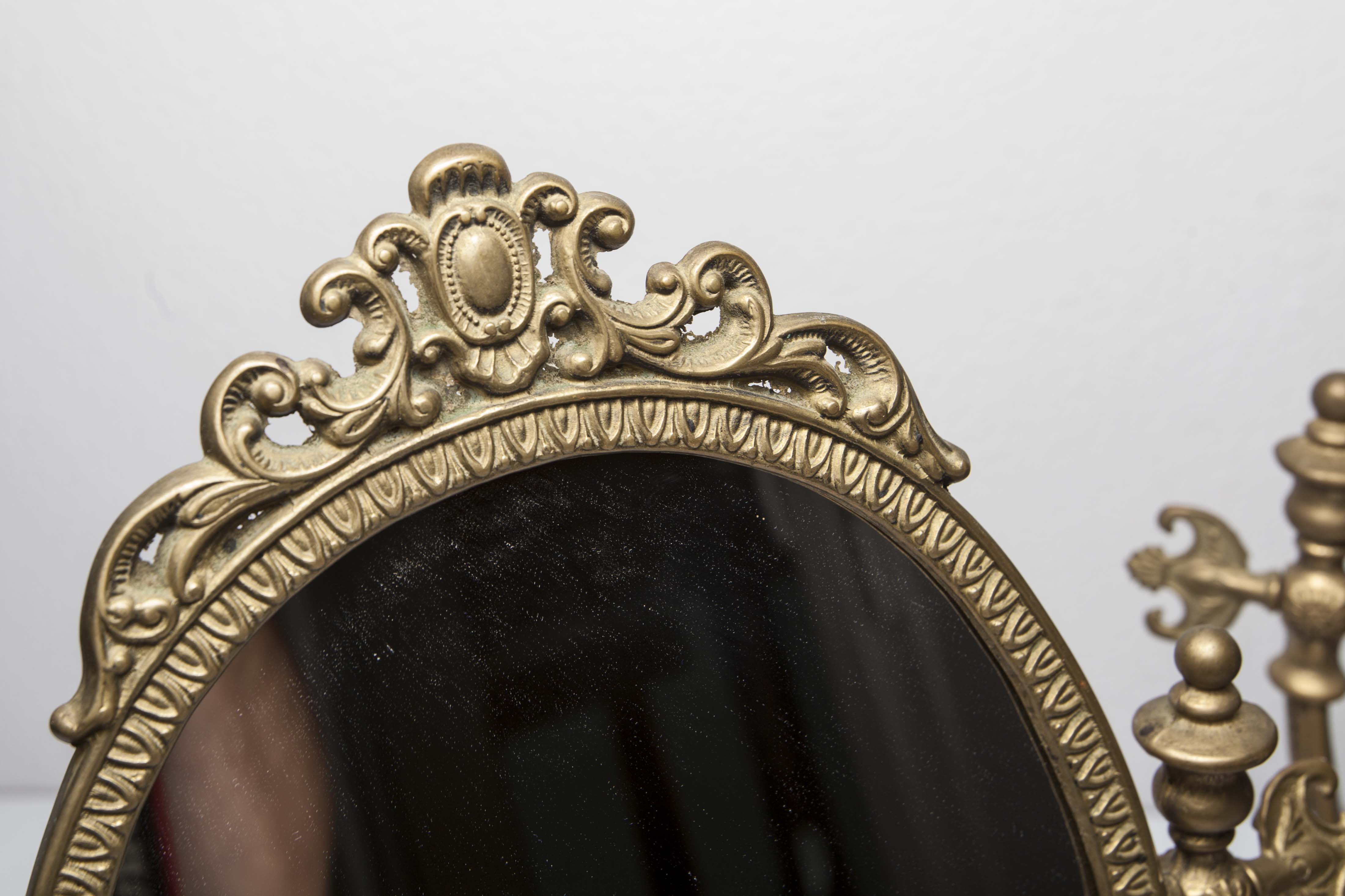 Pair of brass table mirror  28x39cm