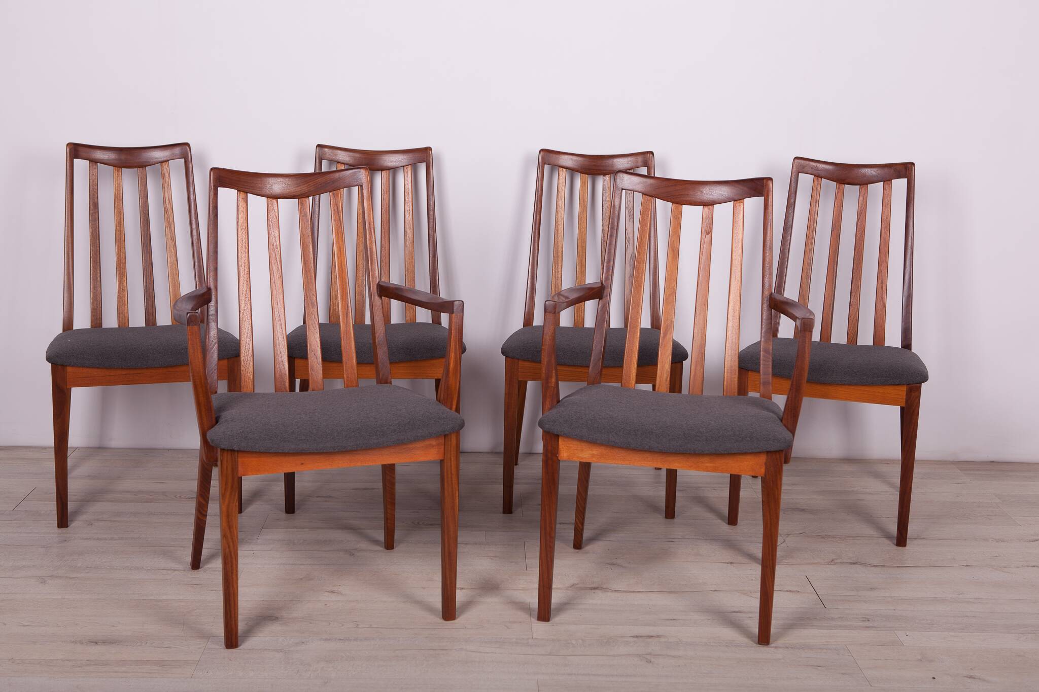 Mid-Century Teak and Fabric Dining Chairs by Leslie Dandy for G-Plan, 1960s, Set of 6